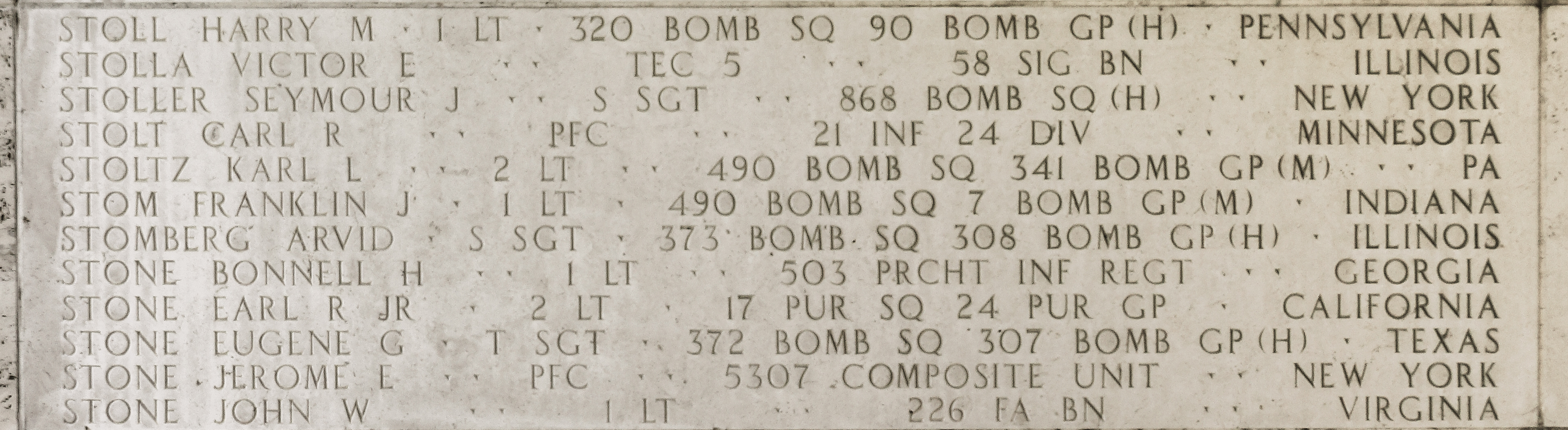 Earl R. Stone, Second Lieutenant